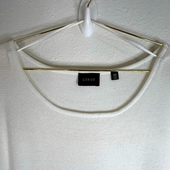 Cyrus Women’s 3X Striped Sweater White Green Loose Knit Lightweight Oversized - Picture 4 of 8